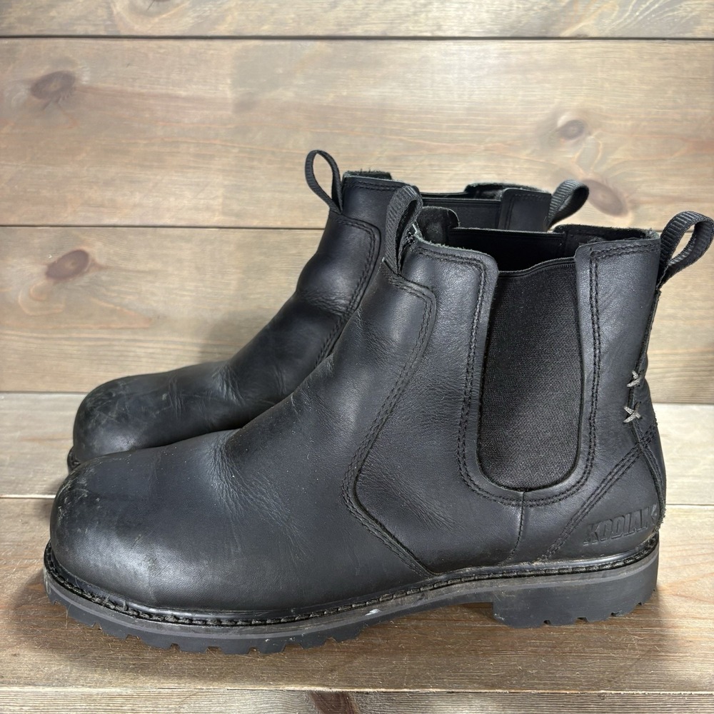 kodiak bralorne womens size 8.5 shoes black leather slip on steel toe work boots